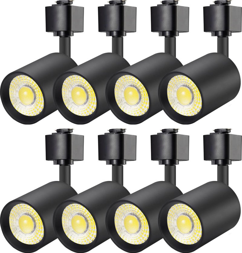 VANoopee 8 حزمة رؤوس إضاءة مسار من نوع J 10W LED قابلة للتعتيم لرؤوس إضاءة بديلة لمصابيح المسار من جونو، ضوء سقف دافئ 3000K، خالي من الوميض CRI90+ 24° 800lm أسود - Image 1